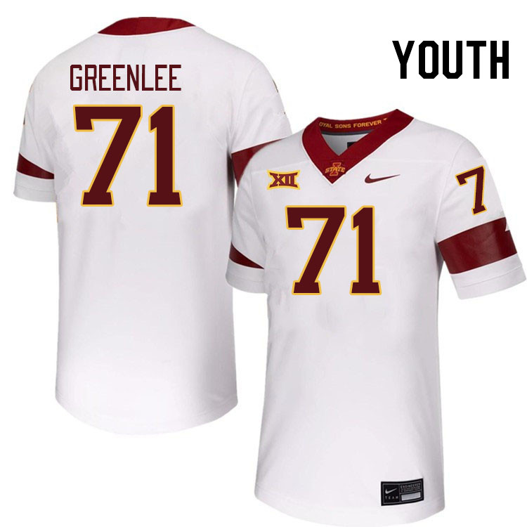 Youth #71 Gabe Greenlee Iowa State Cyclones College Football Jerseys Stitched-White